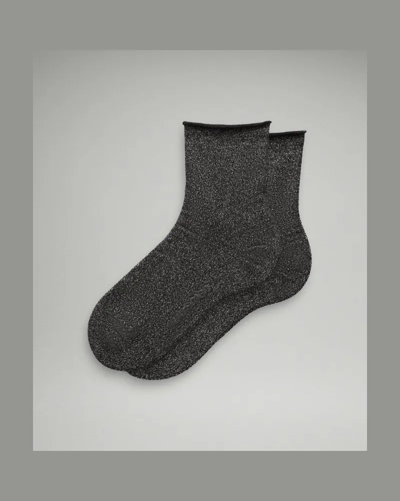 LULULEMON Daily Stride Knöchelhohe Socken mit Glitzer für Frauen – Größe in Black/Silver Black