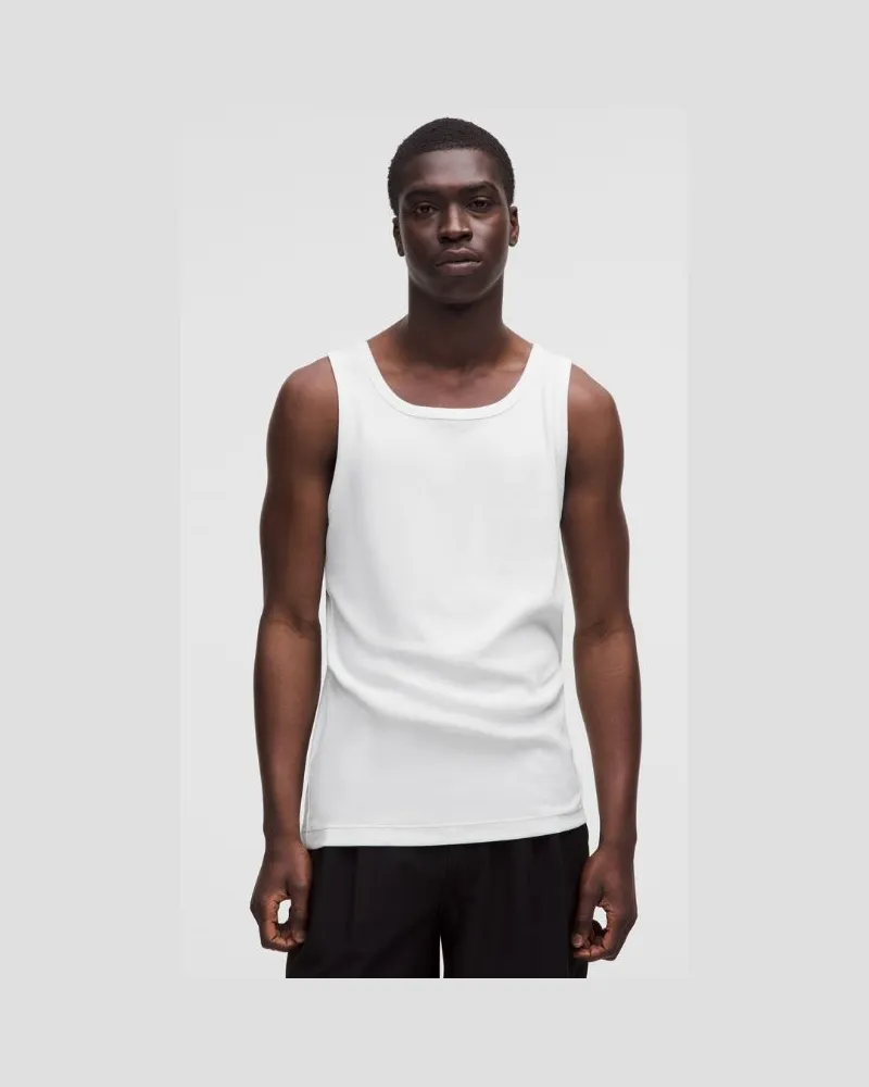 LULULEMON Geripptes Tanktop aus Modal für Männer – Größe in White White