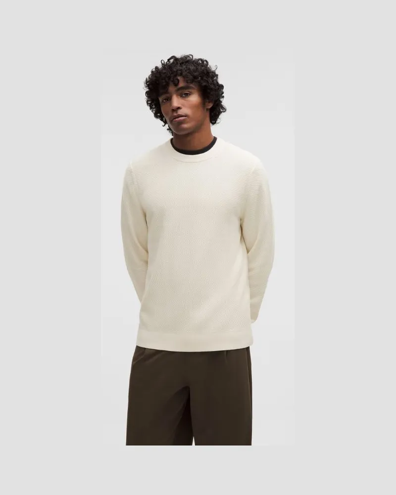LULULEMON Strukturierter Strick-Rundhalspullover für Männer – Größe in Light Ivory Light