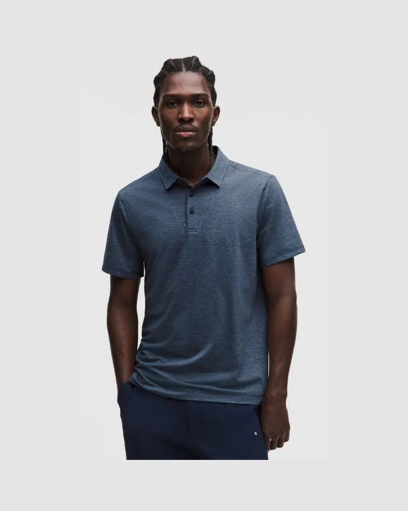 LULULEMON Evolution Kurzarm-Poloshirt für Männer – Größe in Heathered True Navy Heathered