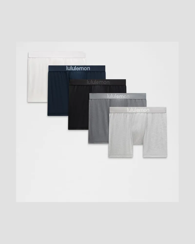 LULULEMON Always In Motion Boxershorts 5er-Pack für Männer – 13 cm – Größe 2XL in Black/True Navy/White Black