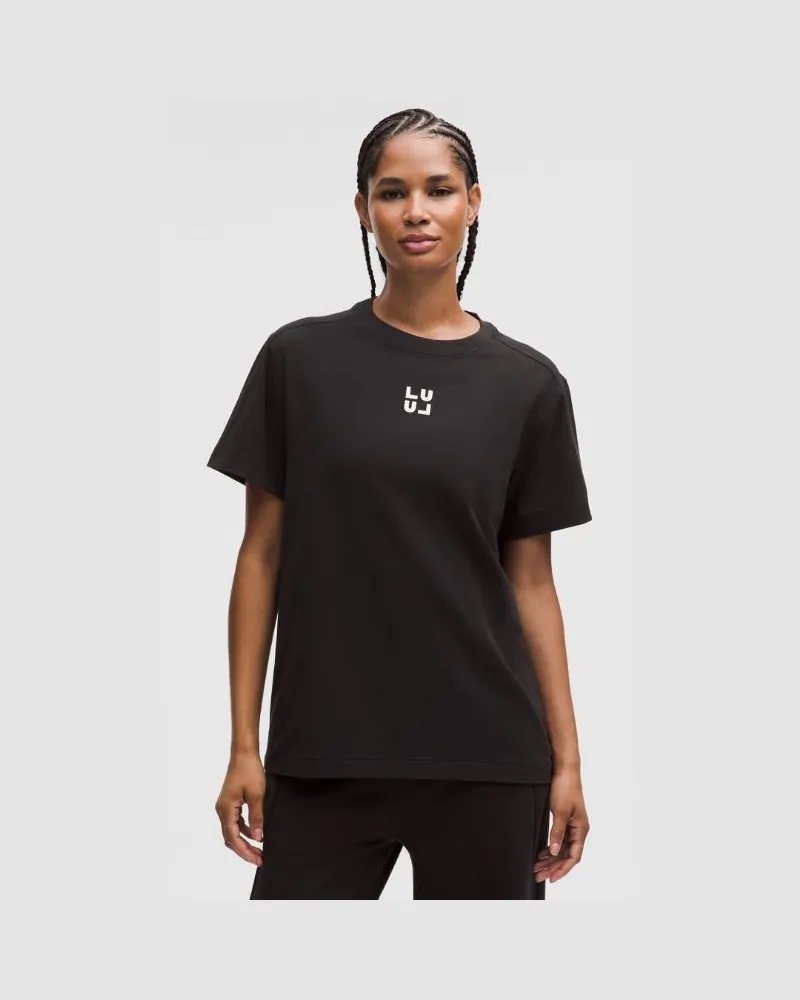 LULULEMON All Yours T-Shirt aus Bio- Logo für Frauen – Größe in Black/Light Ivory Black
