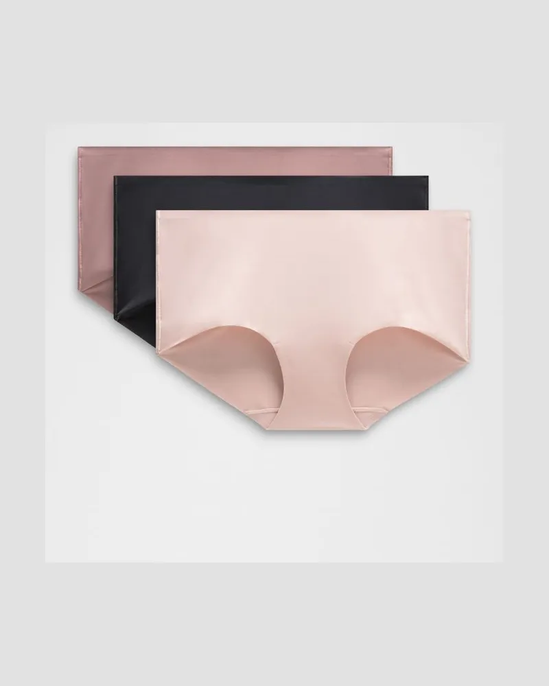 LULULEMON InvisiWear Boyshorts mit mittelhohem Bund 3er-Pack für Frauen – Größe in Black/Twilight Rose/Misty Shell Black