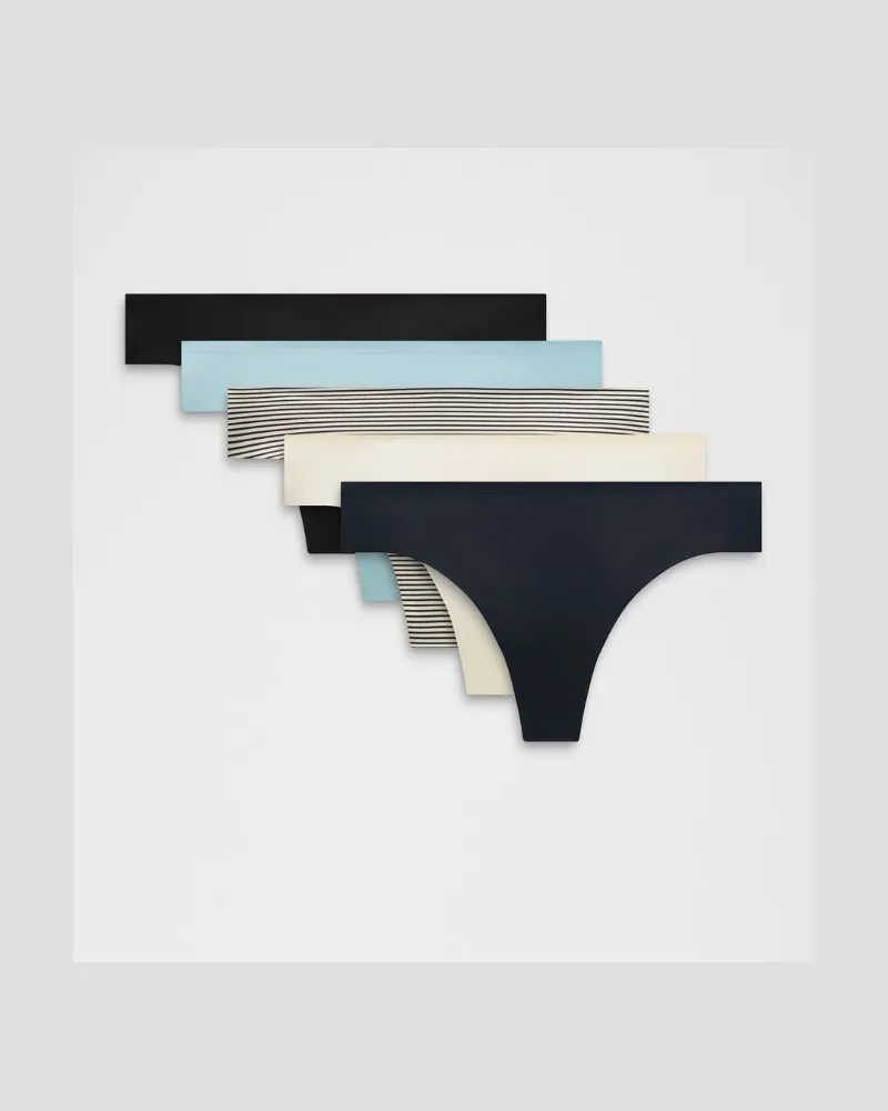 LULULEMON InvisiWear String mit mittelhohem Bund 5er-Pack für Frauen – Größe in Black/Coconut Ivory/Foam Cloud Black