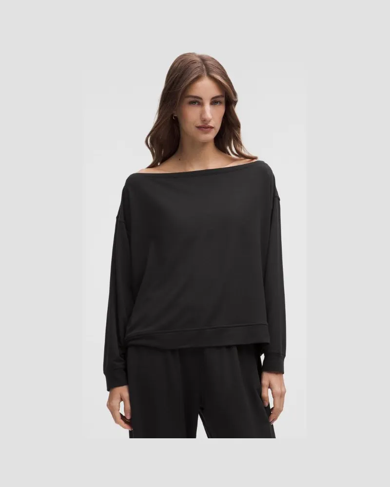 LULULEMON BeCalm Oversized Boatneck Long-Sleeve Shirt für Frauen – Größe in Black Black