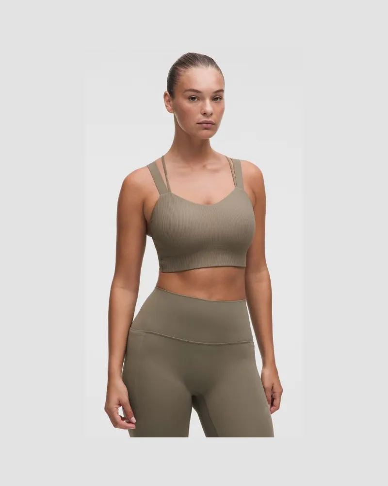 LULULEMON Like a Cloud Gerippter Longline-BH Leichter Halt für D/DD-Cups für Frauen – Größe in Cypress Forest Cypress