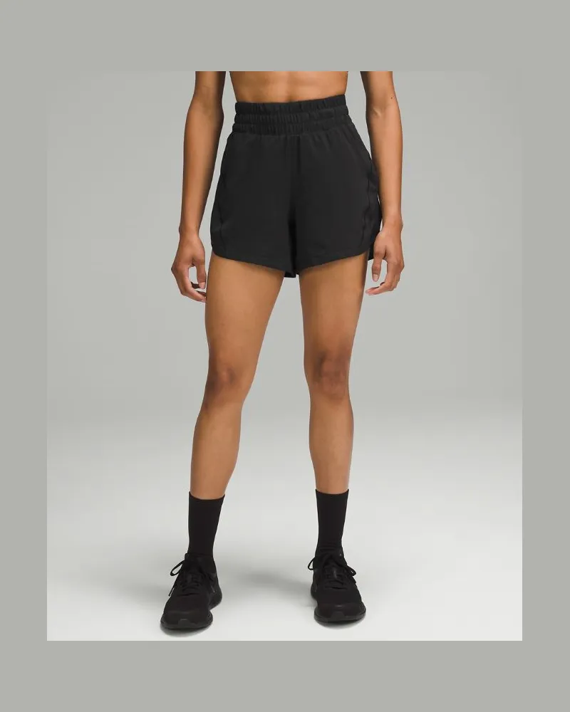 LULULEMON Track That Shorts mit Liner und hohem Bund für Frauen – 13 cm – Größe in Black Black