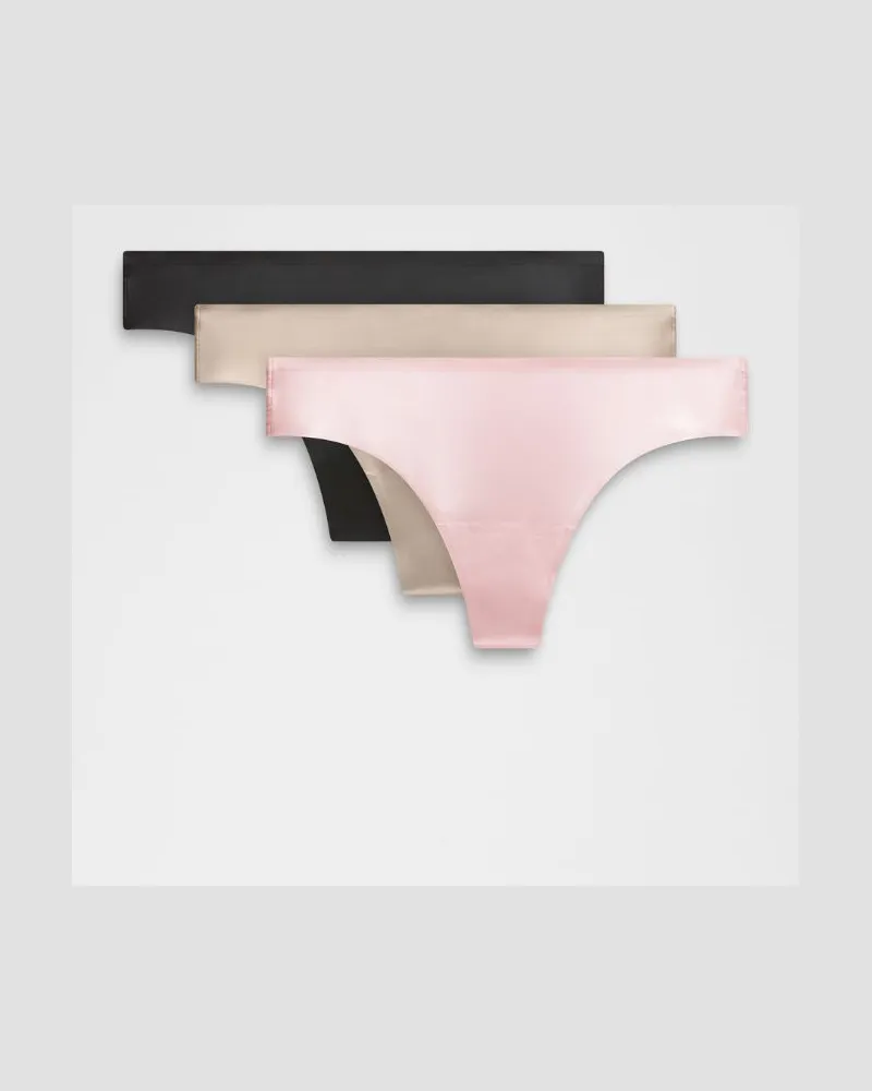 LULULEMON InvisiWear String mit mittelhohem Bund 3er-Pack für Frauen – Größe in Black/Nutmeg/Blissful Pink Black