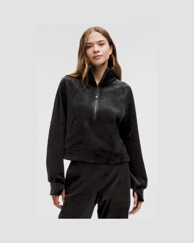 LULULEMON Scuba Oversized-Pullover mit Trichterkragen und halblangem Reißverschluss für Frauen – Größe in Black Black
