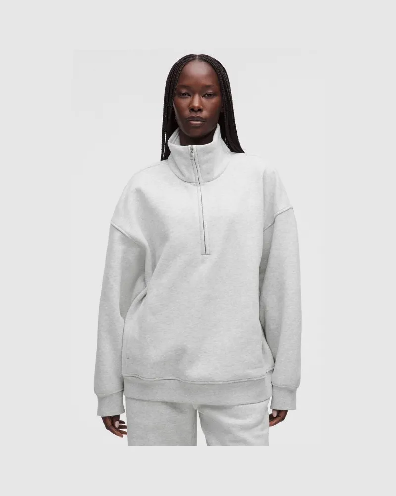 LULULEMON Steady State-Sweater mit kurzem Reißverschluss und Trichterkragen im Oversized Fit aus SuperLoft für Frauen – Größe Heathered