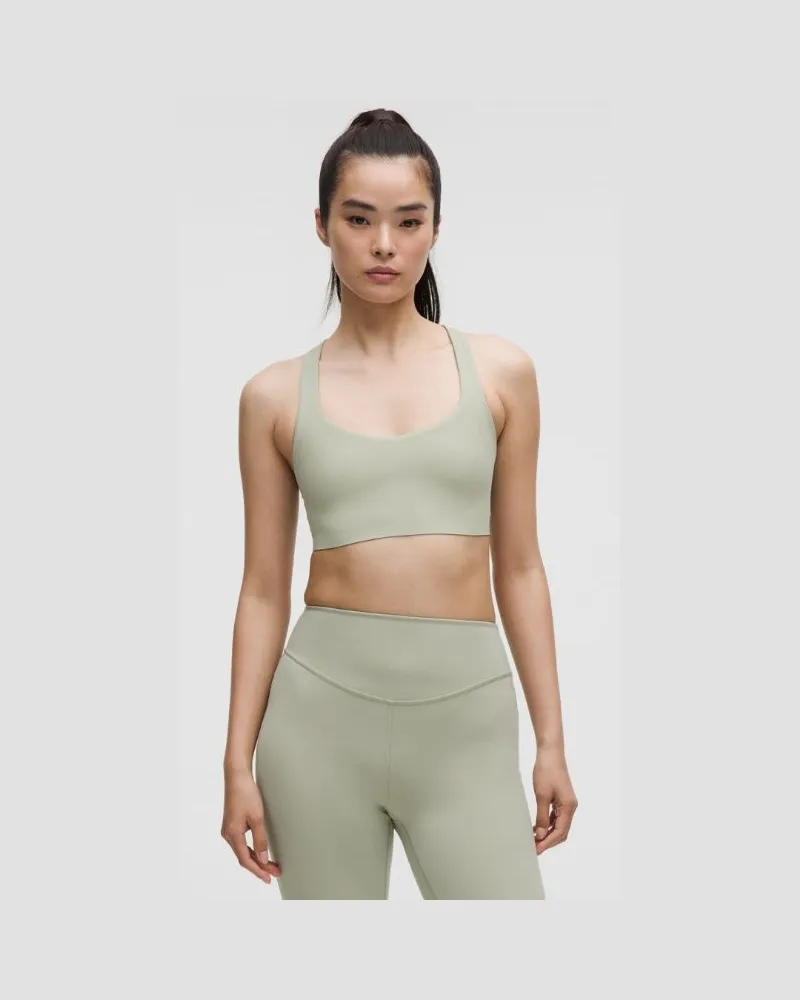 LULULEMON FlexyFlex Yoga-BH mit überkreuzten Trägern Leichter Halt für A-C Cups für Frauen – Größe in Fog Green Fog
