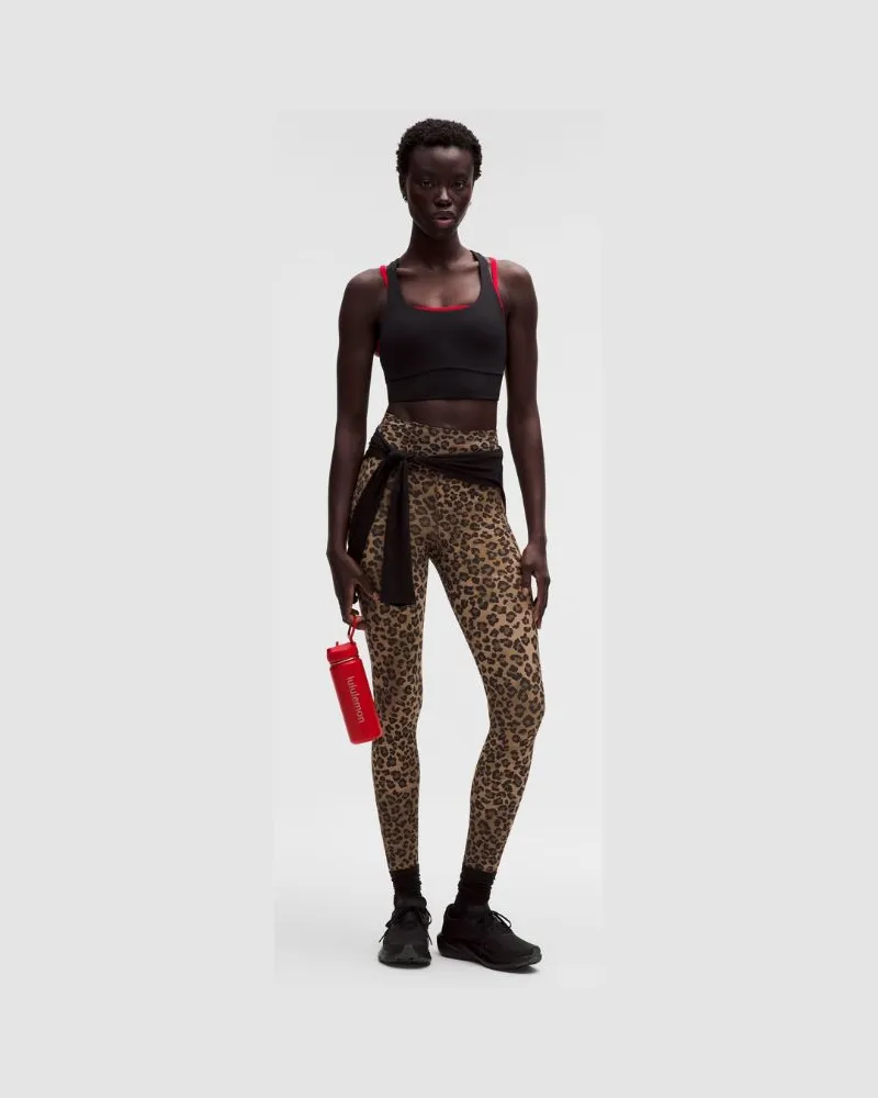LULULEMON Fast and Free Leggings mit hohem Bund 5 Taschen für Frauen – 71 cm – Größe in True Leopard Multi True