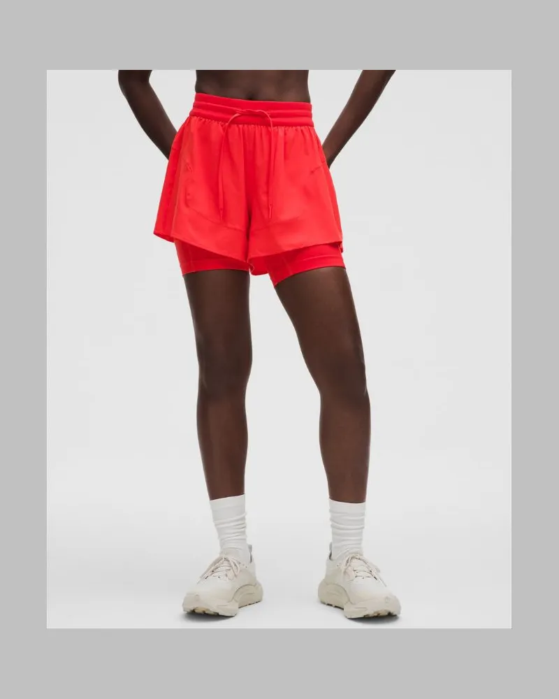 LULULEMON Swift 2-in-1-Shorts mit hohem Bund SLNSH Kollektion für Frauen – 15 cm – Neon – Größe Love