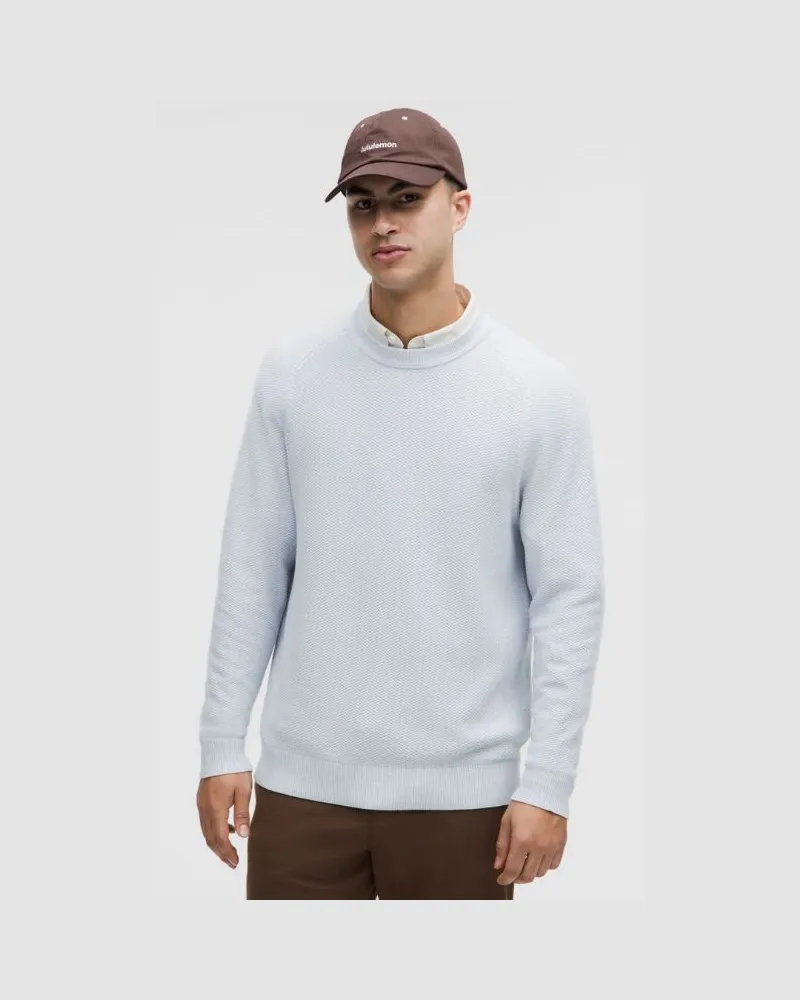 LULULEMON Textured Knit Classic-Fit Crewneck Sweater für Männer – Größe in Heathered Starch Blue Heathered