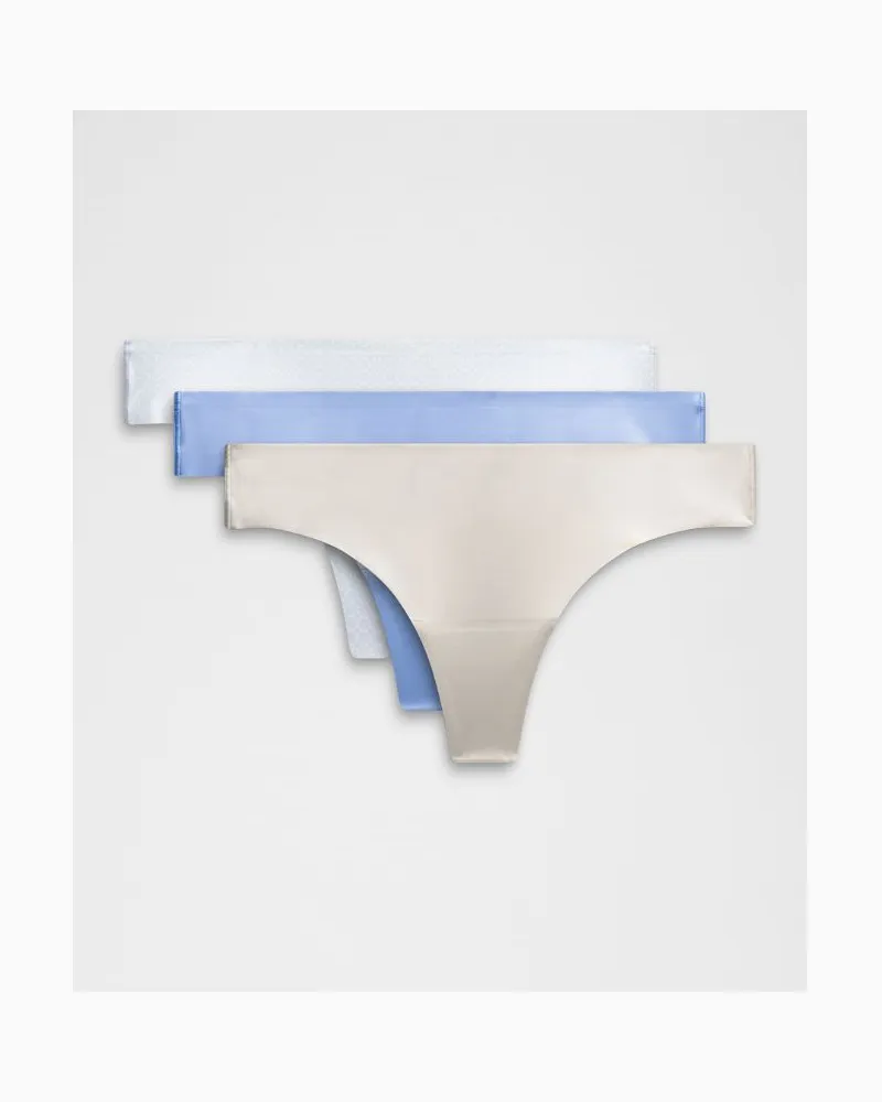 LULULEMON InvisiWear String mit mittelhohem Bund 3er-Pack für Frauen – Größe in Lace Dot White Starch Blue/Bone/Pool Party Lace