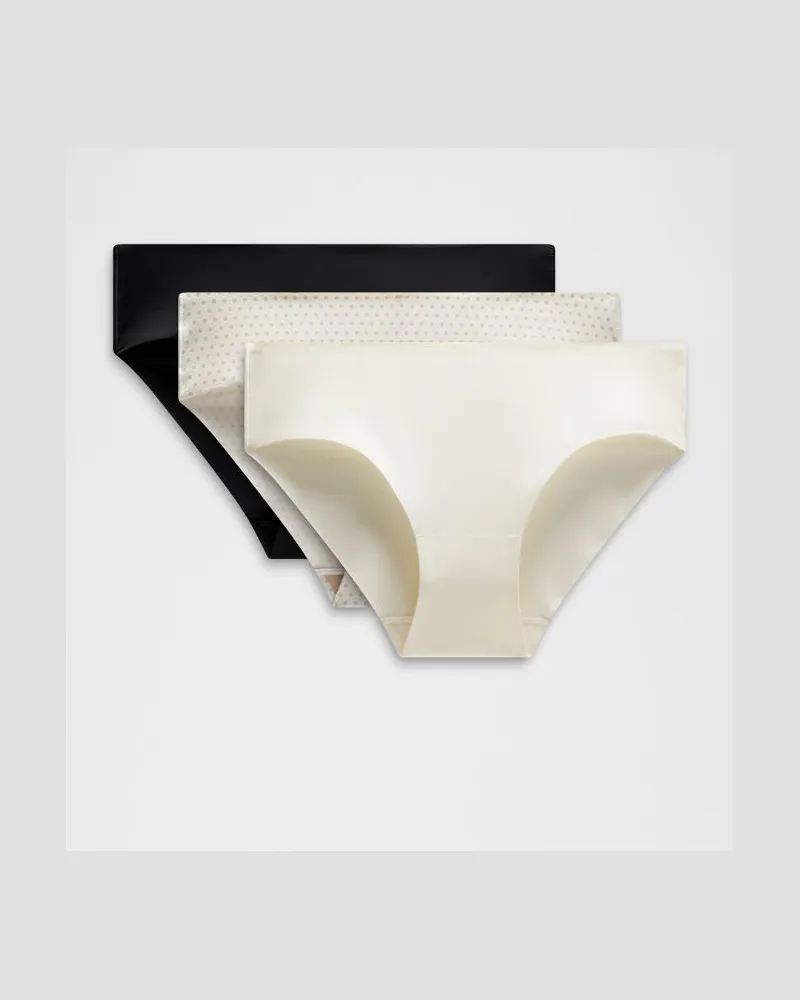 LULULEMON InvisiWear Bikini-Unterwäsche mit mittelhohem Bund 3er-Pack für Frauen – Größe in Black/Coconut Ivory/Flower Dot Soft Ivory Mojave Tan Black