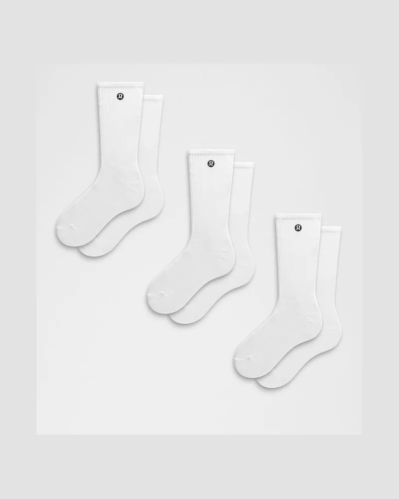 LULULEMON Daily Essential Crew-Socken Unisex 3er-Pack – Größe in Weiß Weiß