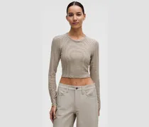 Hold Tight Crop-Langarmshirt mit geradem Saum für Frauen – Khaki – Größe