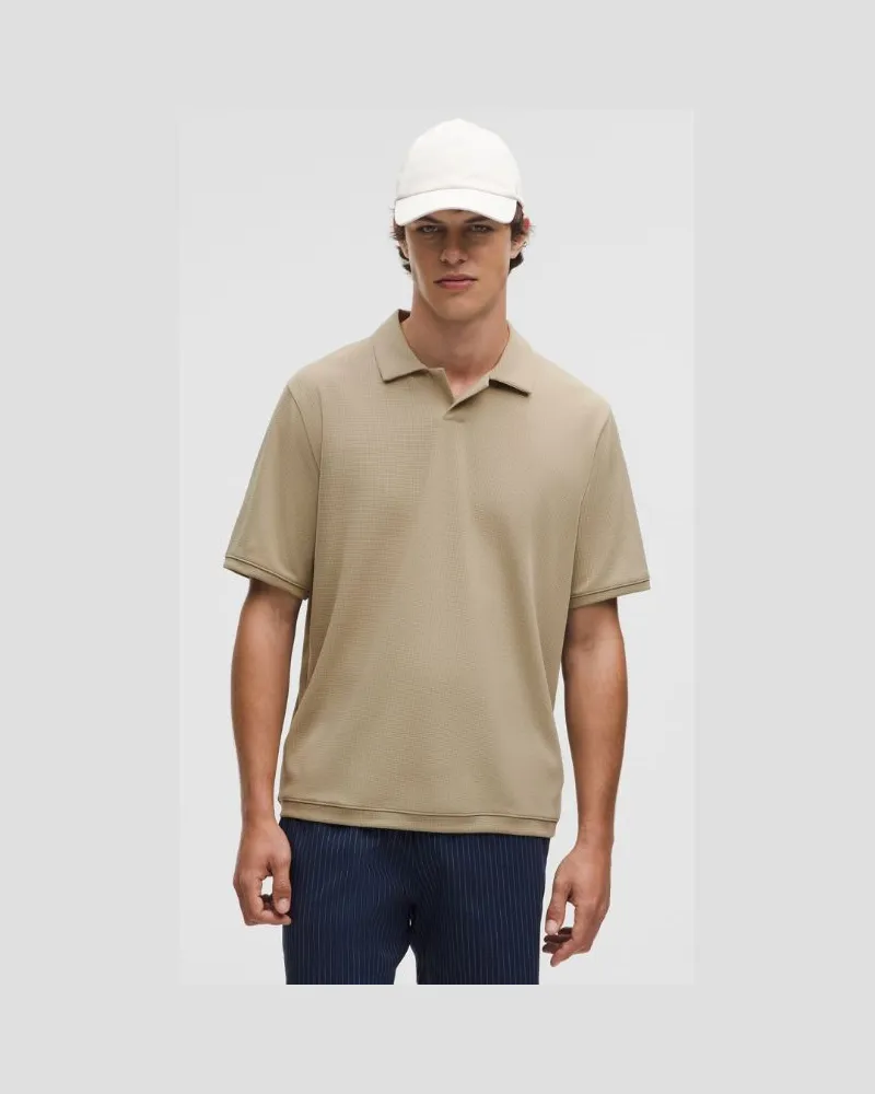 LULULEMON Strukturiertes Kurzarm-Poloshirt aus Mesh für Männer – Größe in Sheer Oak Sheer