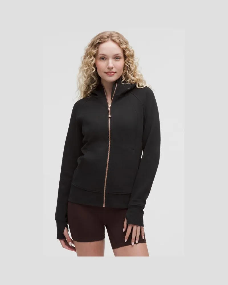 LULULEMON Scuba-Hoodie mit durchgehendem Reißverschluss für Frauen – Größe in Black/Rose Gold Black