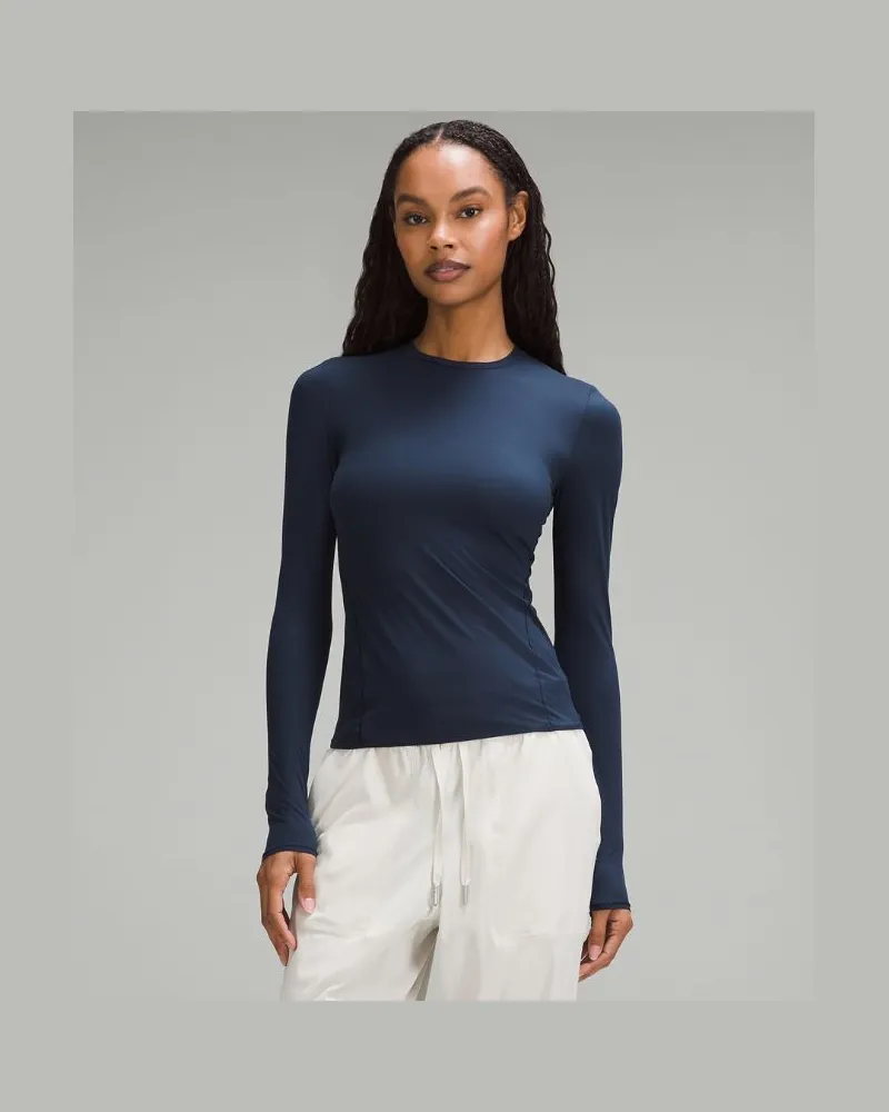 LULULEMON Wundermost Ultraweiches Langarmshirt mit Rundhalsausschnitt aus Nulu für Frauen – Größe in True Navy True