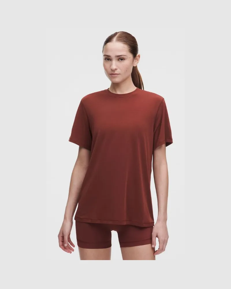 LULULEMON Trainings-T-Shirt aus Jersey für Frauen – Größe in Cranberry Charm Cranberry