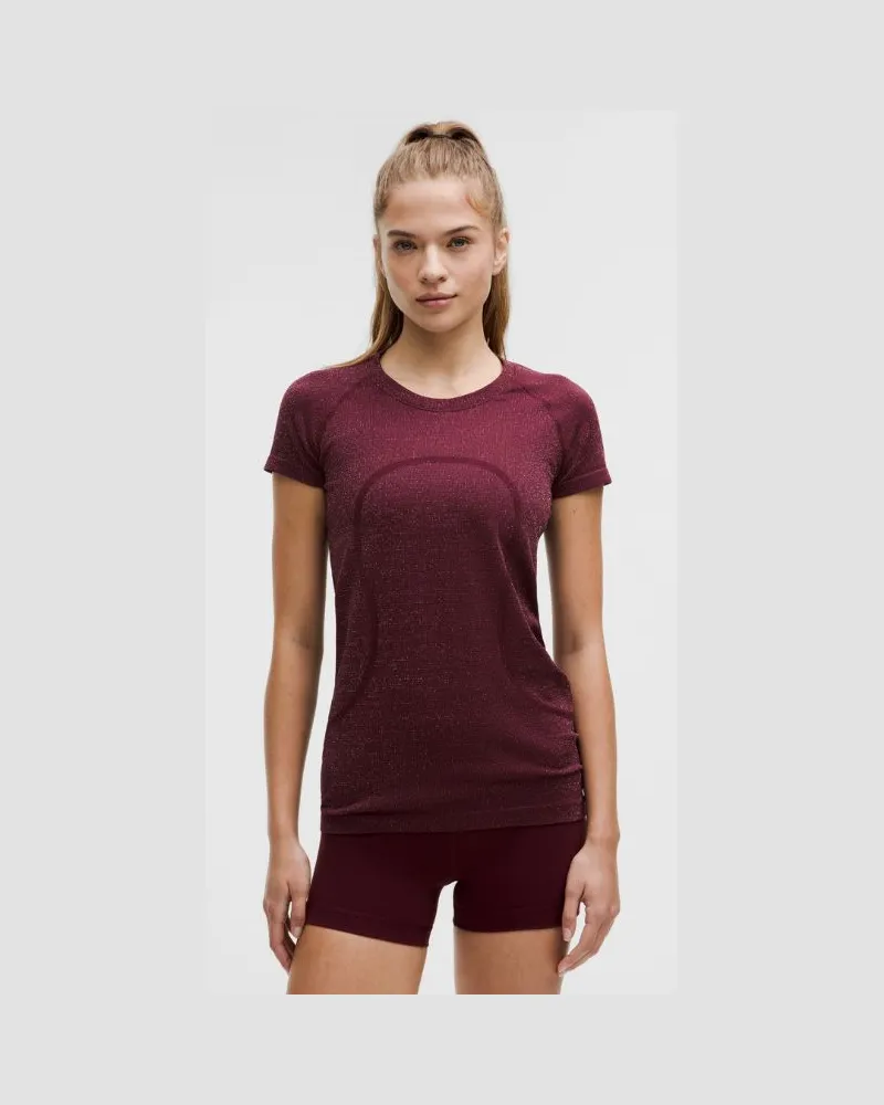 LULULEMON Swiftly Tech Hüftlanges Kurzarmshirt 2.0 Glanz für Frauen – Größe in Indochine Blue/Rainbow Lurex Indochine
