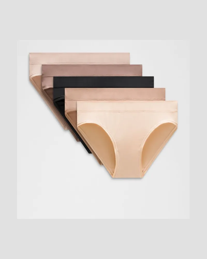 LULULEMON UnderEase Bikini-Unterwäsche mit mittelhohem Bund 5er-Pack für Frauen – Khaki – Größe Black