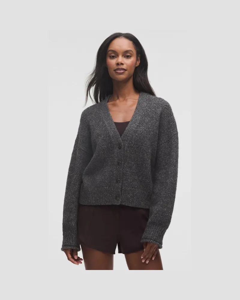 LULULEMON Wool-Blend Button-Up Cardigan für Frauen – Größe in Heathered Graphite Grey Heathered