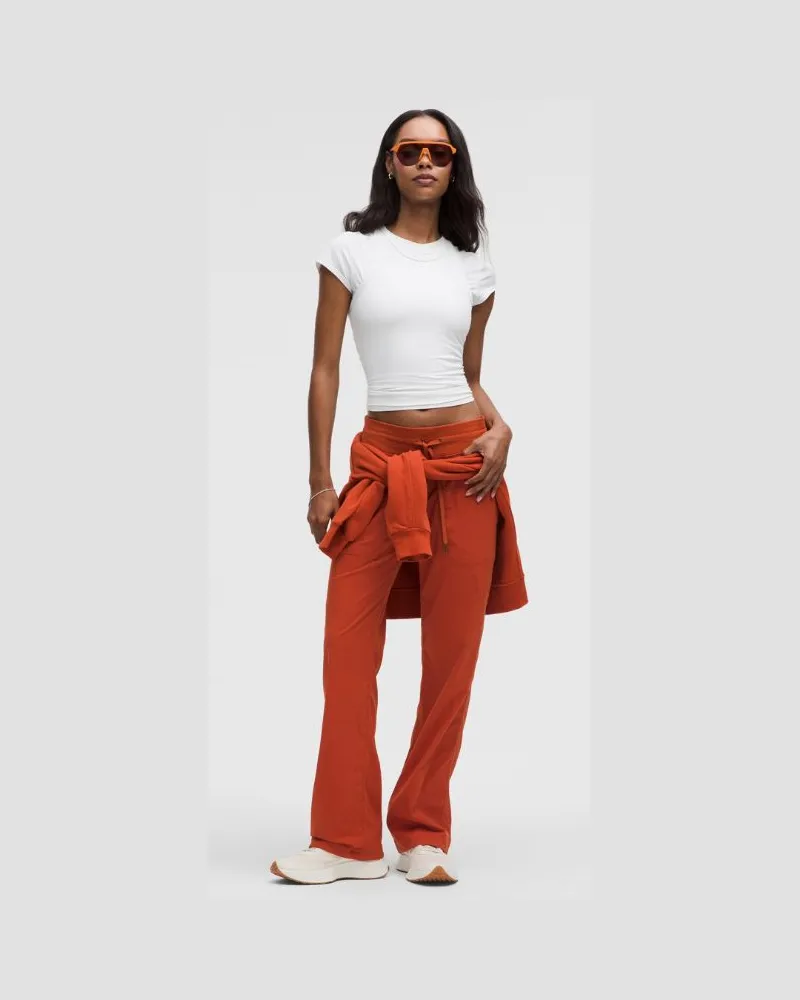 LULULEMON Dance Studio Hose mit mittelhohem Bund Volle Länge für Frauen – Orange – Größe Autumn