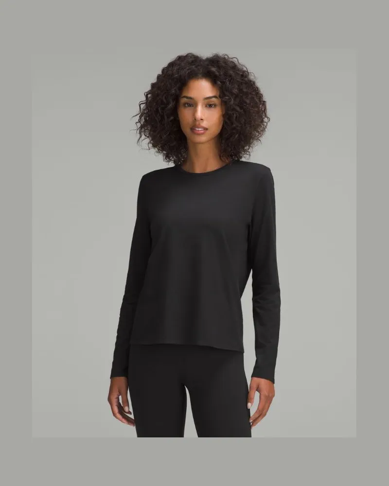 LULULEMON Langarmshirt aus Bio-Baumwolle mit Rundhalsausschnitt für Frauen – Größe in Black Black