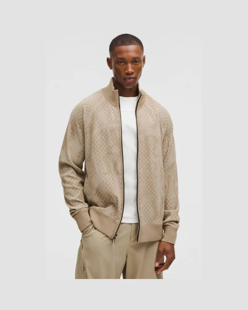 LULULEMON Zweifarbiges Sweatshirt mit durchgehendem Reißverschluss SLNSH Kollektion für Männer – Größe in Mojave Tan/Sheer Oak Mojave