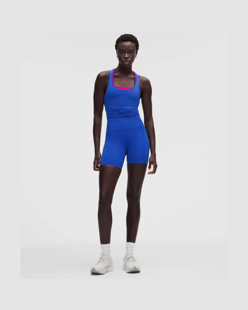LULULEMON Swift Speed Shorts mit hohem Bund für Frauen – 15 cm – Größe in Beach Ball Blue Beach