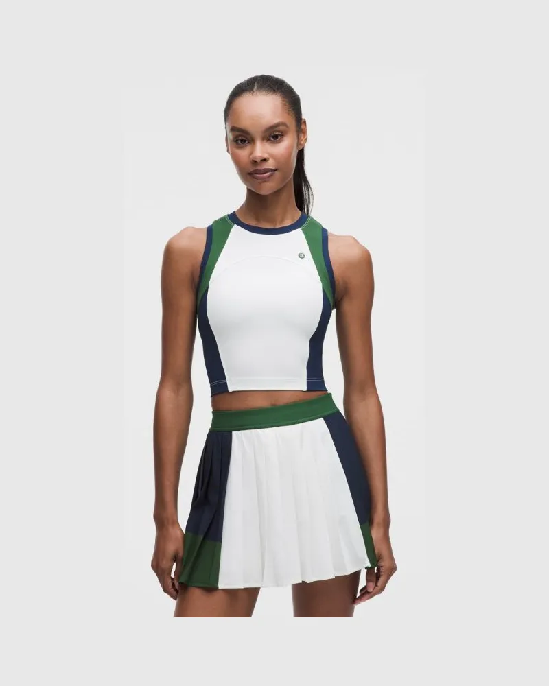LULULEMON Court Champ Hochgeschlossenes Tennis-Tanktop für Frauen – Größe in White/Ivy Grove/Club Blue White