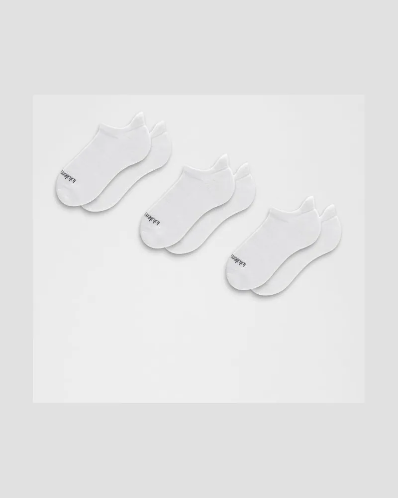 LULULEMON Daily Essential Socken mit Knöchelschutz Unisex 3er-Pack – Größe in White White