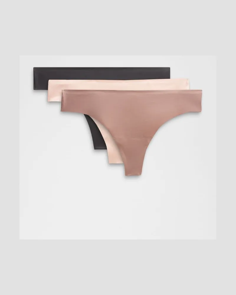 LULULEMON InvisiWear String mit mittelhohem Bund 3er-Pack für Frauen – Größe in Black/Twilight Rose/Misty Shell Black
