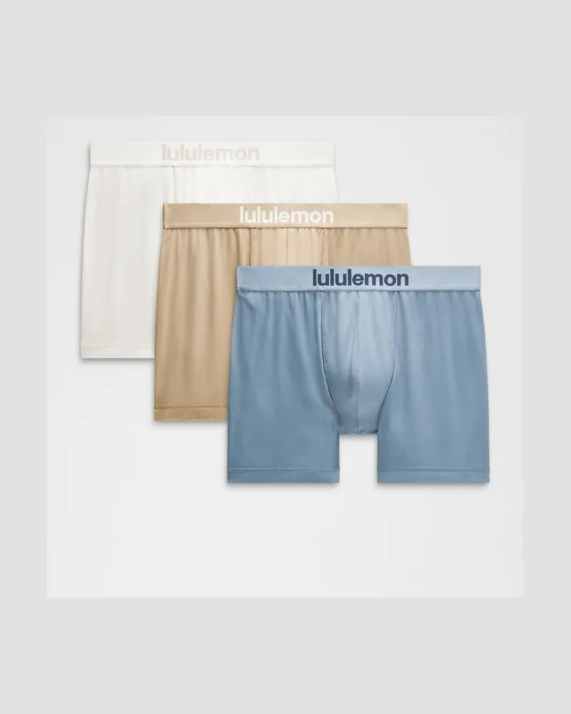LULULEMON Always In Motion Boxershorts 3er-Pack für Männer – 13 cm – Khaki – Größe Oakwood