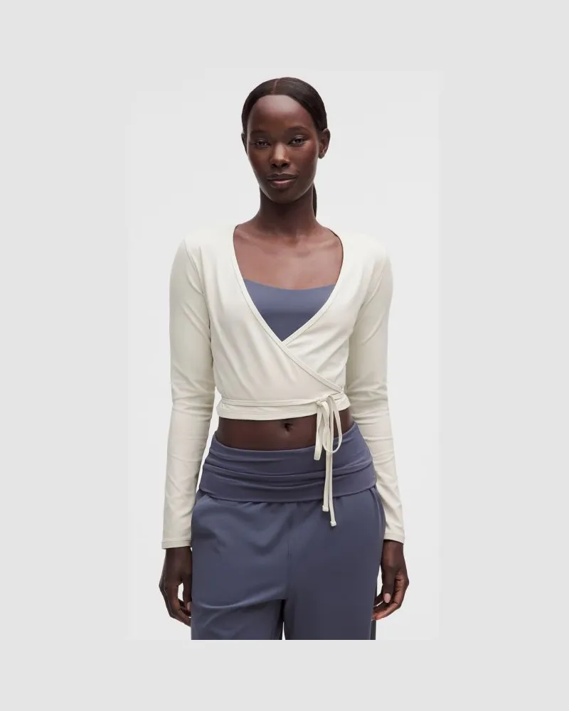 LULULEMON Crop-Bolero mit langen Ärmeln aus Nulu für Frauen – Größe in Light Ivory Light