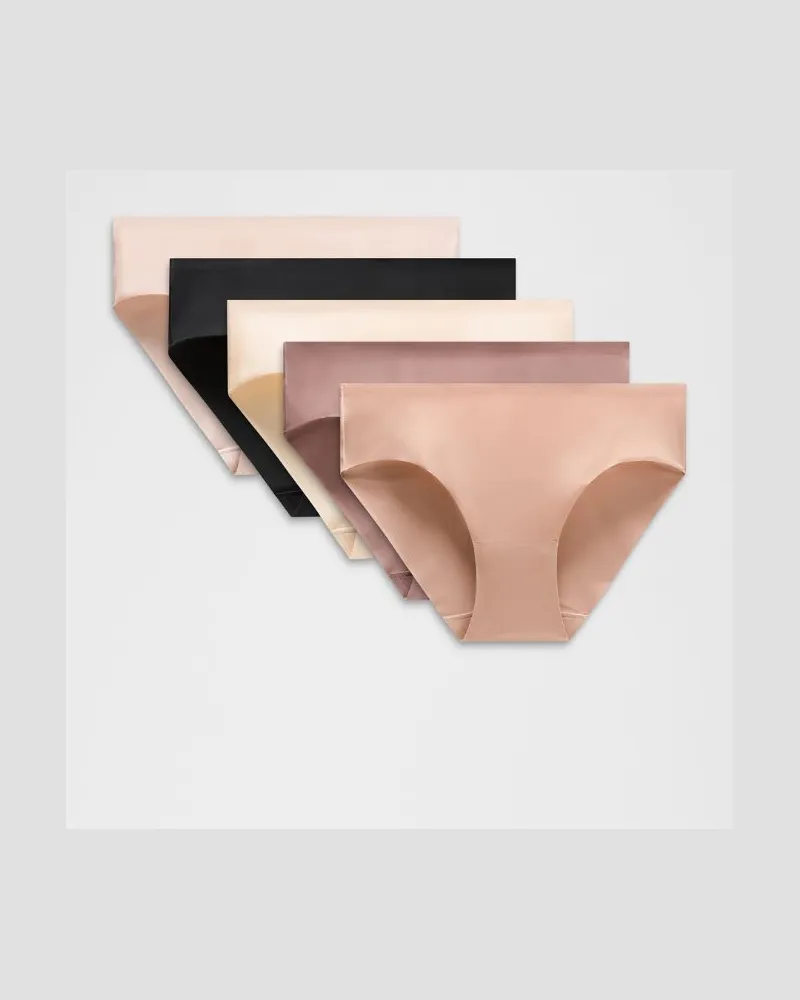 LULULEMON InvisiWear Bikini-Unterwäsche mit mittelhohem Bund 5er-Pack für Frauen – Größe in Black/Twilight Rose/Pink Clay Black