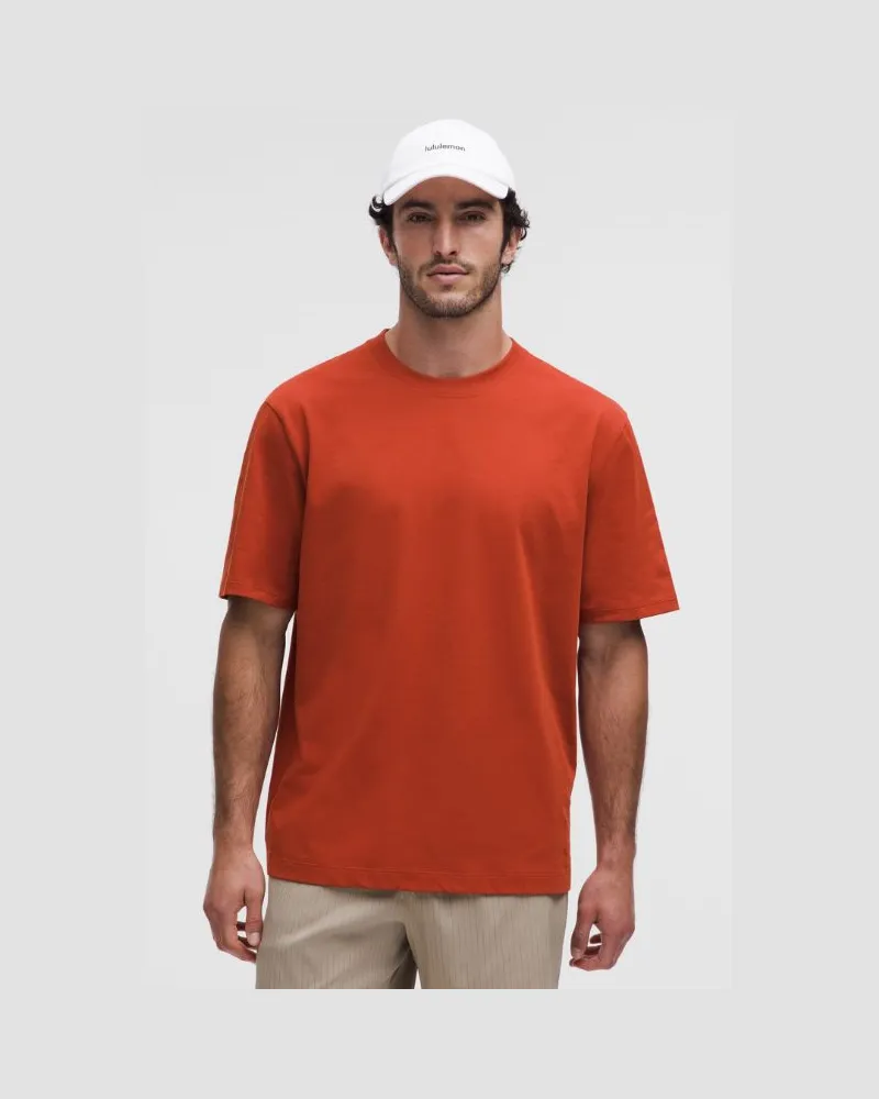 LULULEMON T-Shirt aus schwerem Baumwoll-Jersey für Männer – Orange – Größe Autumn