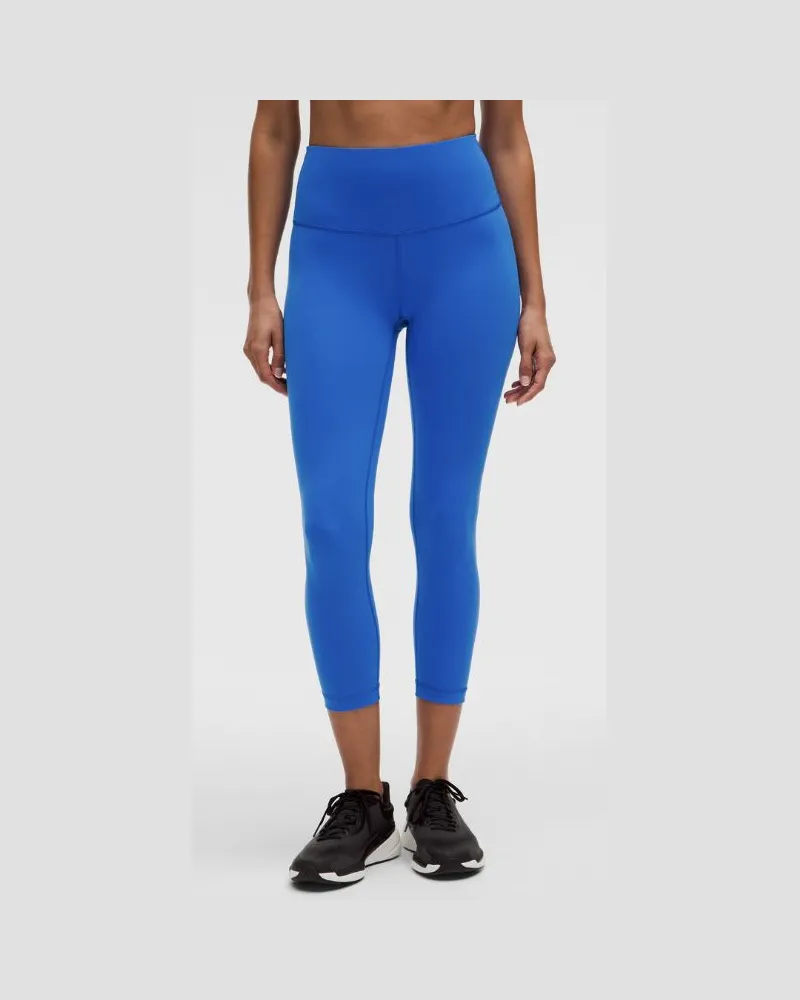 LULULEMON Wunder Train Crop Leggings mit hohem Bund für Frauen – 58 cm – Neon – Größe Cerulean