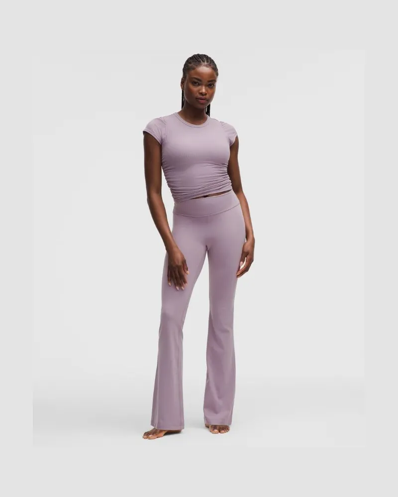 LULULEMON Groove Hose mit ausgestelltem Bein und hohem Bund aus Nulu Kurz für Frauen – Größe in Lotus Lavender Lotus