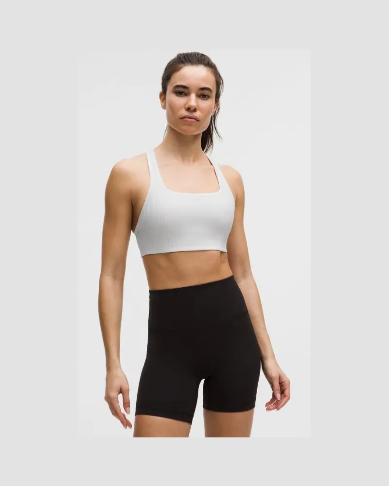 LULULEMON All-Time Hero Gerippter Sport-BH Mittlerer Halt für B/C-Cups für Frauen – Größe 2XS in Weiß Weiß