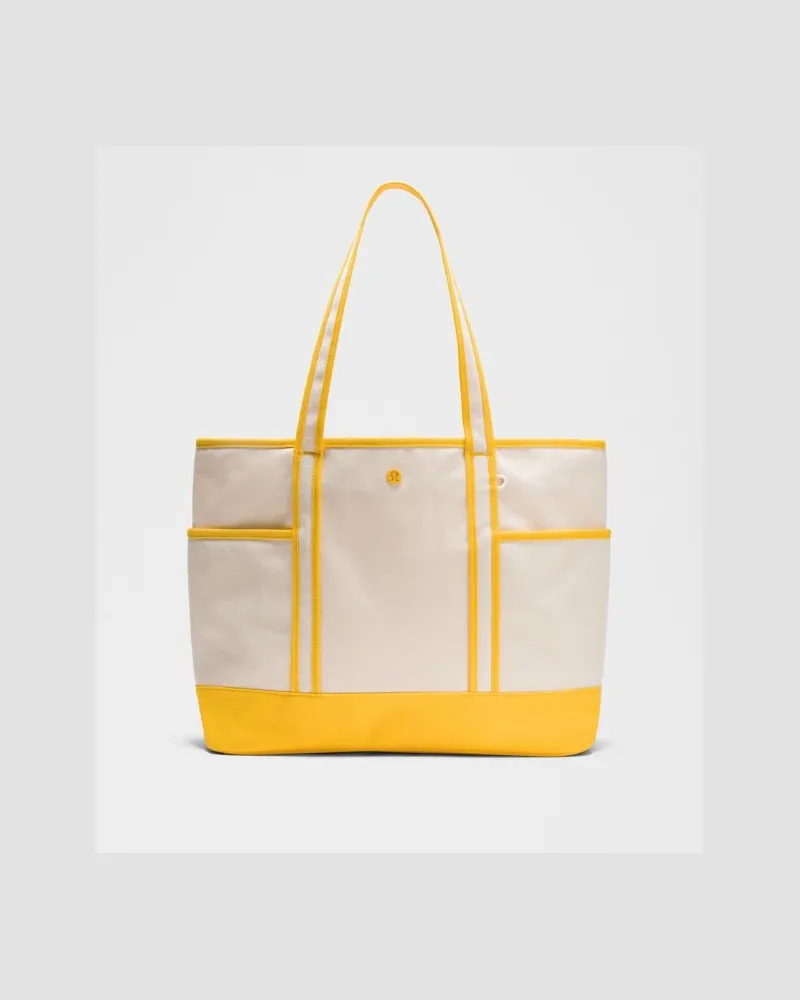 LULULEMON Daily Tote-Bag mit mehreren Fächern und Reißverschluss 18 L in Natural/Buttercup Natural