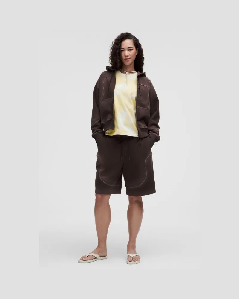 LULULEMON Ausgeblichene French-Terry-Shorts mit mittelhohem Bund SLNSH-Kollektion für Frauen – 23 cm – Größe in Sun Fade Espresso Sun