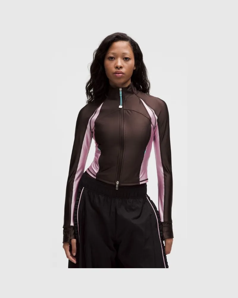 LULULEMON GANNI x Define-Jacke mit gerüschtem Besatz für Frauen – Größe in Espresso/Cherry Blossom Pink Espresso