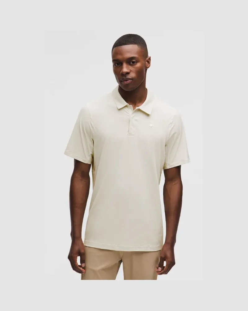 LULULEMON Sport-Poloshirt mit kurzen Ärmeln und Logo für Männer – Größe in Bone Bone