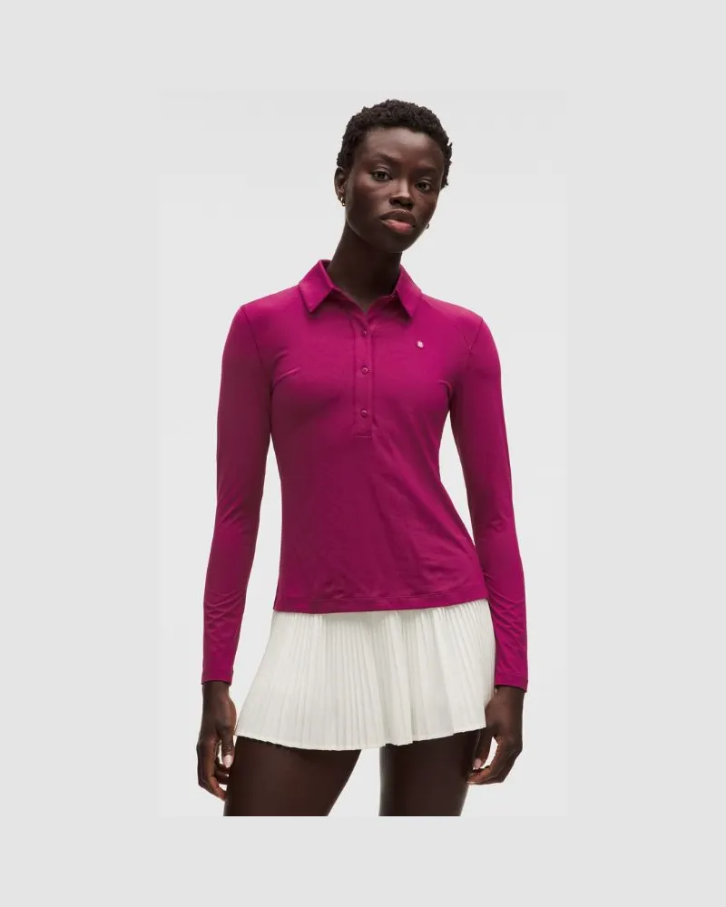 LULULEMON Quick-Dry Long-Sleeve Polo Shirt Straight Hem für Frauen – Größe in Raspberry Rave Raspberry