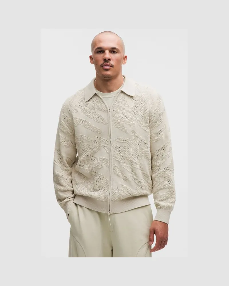 LULULEMON Cardigan aus einer mit Reißverschluss SLNSH Kollektion für Männer – Baumwollmischung – Khaki – Größe Birch