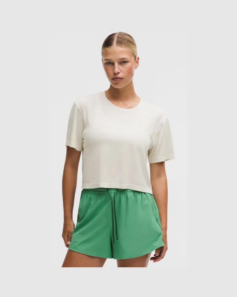 LULULEMON Swiftly Perforated Stripe Short-Sleeve Shirt für Frauen – Größe in Light Ivory Light